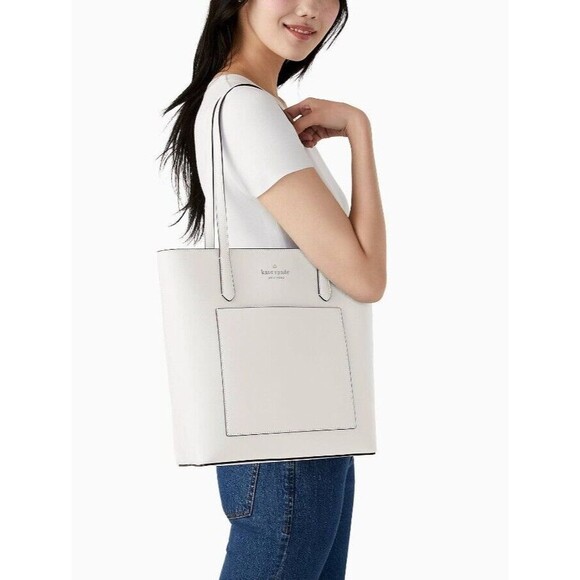 New Kate Spade Daily Saffiano Tote Parchment - Picture 1 of 4